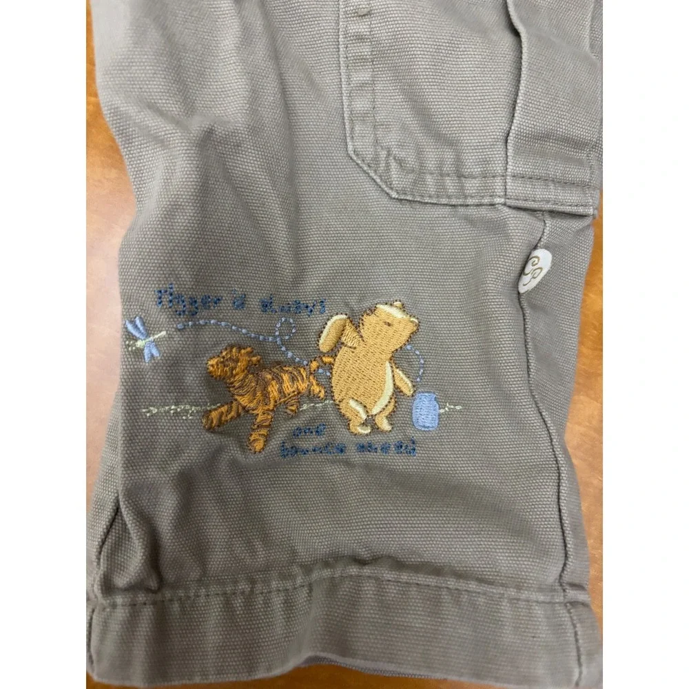 Disney Classic Pooh Khaki Cargo Pants 12M Winnie the Pooh Tigger Embroidered